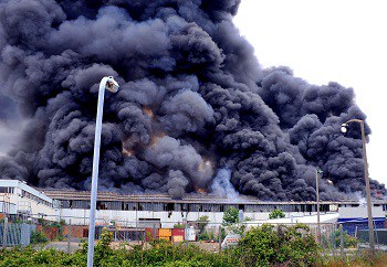 The fire broke out on Sunday (picture credit: Worcester News)